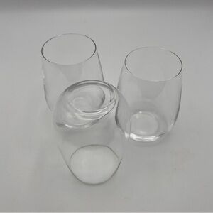 RIEDEL O Flat Wine Tumbler Glass Germany SET of THREE Non-Leaded Not-Stemmed
